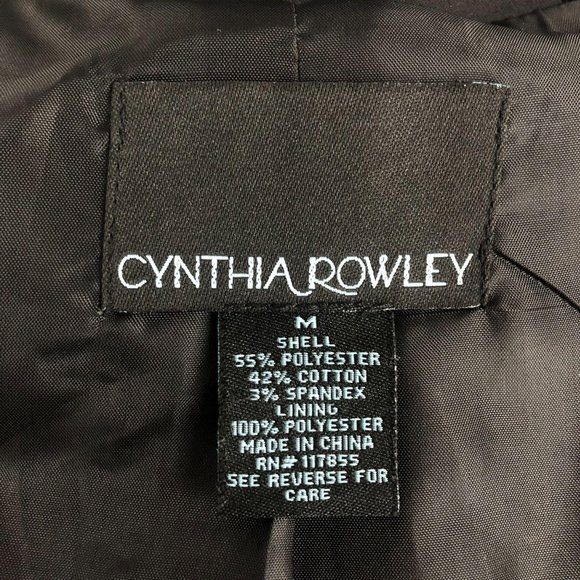 Cynthia Rowley Women's Size Med Black Polka Dot Button Front Coat Jacket Belted - Picture 8 of 9